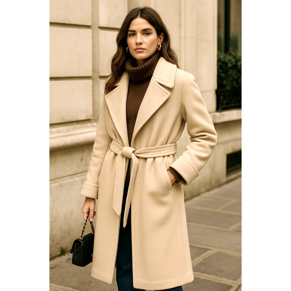 Neiman Marcus Jackets & Blazers - Neiman Marcus 4 Vintage 100% CASHMERE Wrap Trench Coat $2700 Cozy Wide Lapel Tan